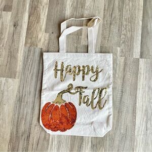 Happy Fall Mud Pie Tote Bag with Pumpkin Design, canvas with sequins